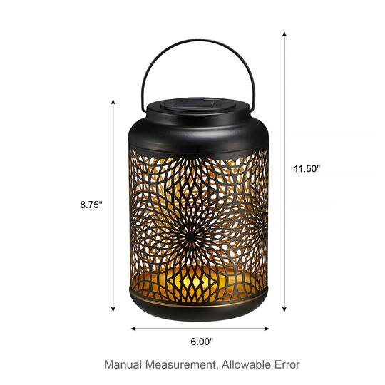 Glitzhome® 9" Cutout Metal Solar Powered Outdoor Hanging Lantern